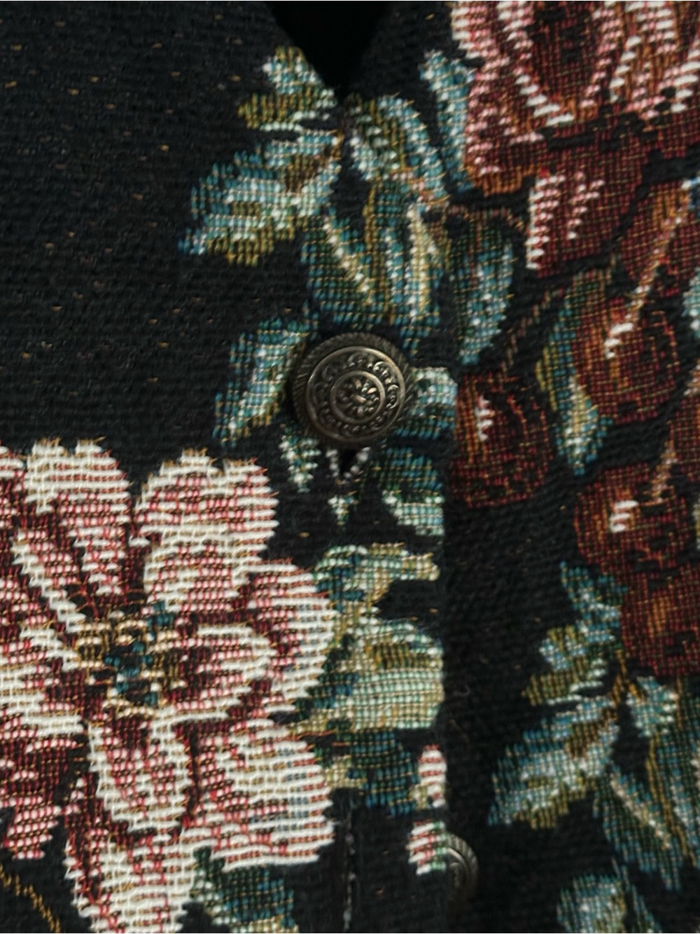 Vintage XL tapestry vest white stag women’s floral top - Picture 3 of 7